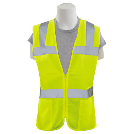ERB SAFETY Safety Vest, Womens Fit, Mesh, Class 2, S720, Hi-Viz Lime, 3X 61920